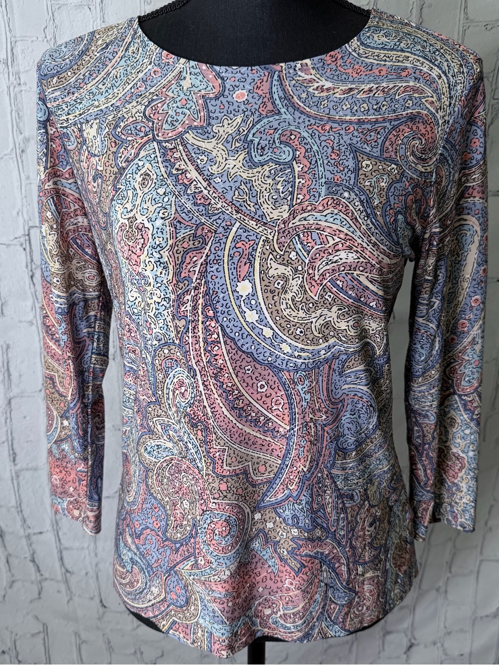 JM Collection Petite Medium Paisley Print Top